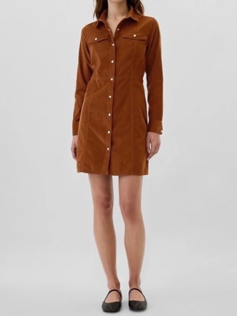 PLUS SIZE: Gap Sierra Brown Corduroy Western Mini Dress